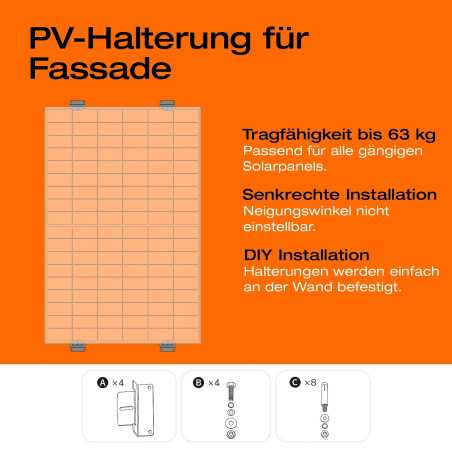 Solarmodul-Halterung für die Fassade (90°)