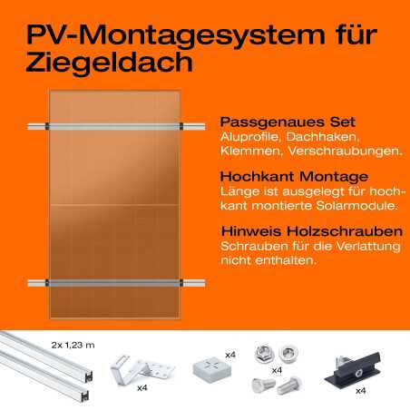Solarmodul-Halterung für Ziegel-/Schrägdach
