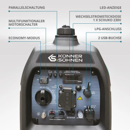 LPG Inverter Benzin Stromerzeuger Könner & Söhnen KS 2100iG S