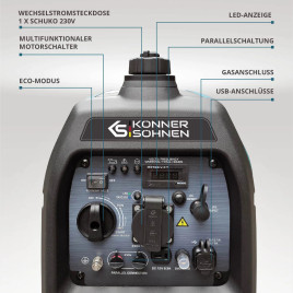 LPG Inverter Benzin Stromerzeuger Könner & Söhnen KS 3100iG S