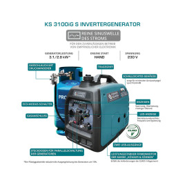 LPG Inverter Benzin Stromerzeuger Könner & Söhnen KS 3100iG S
