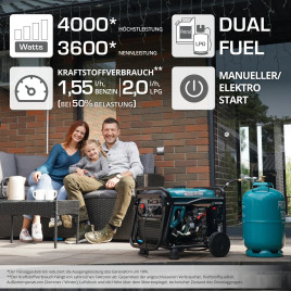 LPG/Benzin-Inverter-Generator Könner & Söhnen KS 4100iEG