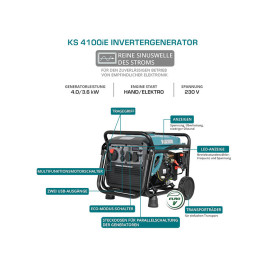 LPG Inverter Benzin Stromerzeuger Könner & Söhnen KS 4100iEG