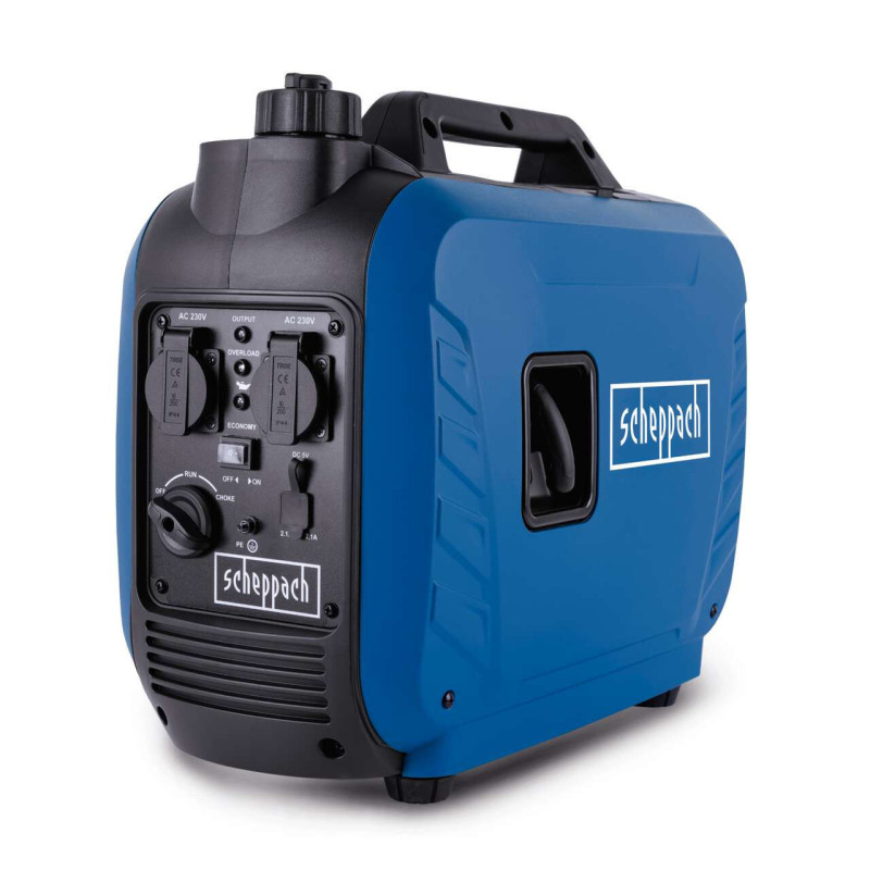 Inverter Benzin Stromerzeuger Scheppach SG2500i - 2000W | 2x 230V Steckdose / 2x USB Typ A (schnell ladend)