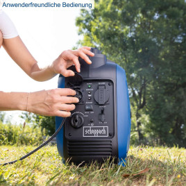 Inverter Stromerzeuger Scheppach SG2500i - 2000W | 2x 230V Steckdose / 2x USB Typ A (schnell ladend)