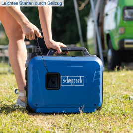 Inverter Stromerzeuger Scheppach SG2500i - 2000W | 2x 230V Steckdose / 2x USB Typ A (schnell ladend)