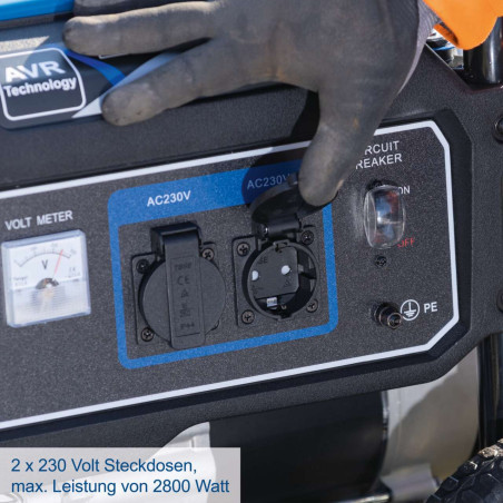 Générateur électrique à essence SG3200x Scheppach - max. 2800W | 2x230V prises | réservoir 15L